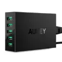  Aukey PA-U33 - AiPower - 5-poorts 50W 10A USB-oplader voor iPhone / Android-smartphone / tablet / Bluetooth-luidspreker enz. zwart