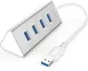 Aukey - USB Hub CB-H31 (4 x USB 3.0, Power Delivery, Aluminum) Silver