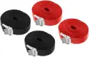 Quick-Tension Straps - 6 pcs - 98.4 inches (250 cm) - With 6 Buckles - Anti-Slip Tie-Down Straps for Car, Bike, Kayak, Motorcycle, and Surfboards - Red and Black