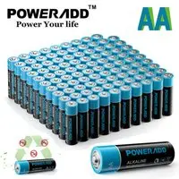 POWERADD 100x Alkaline AA Batteries (25 Blisters of 4) 1.5V Long-Lasting & Durable LR06 Battery Pack