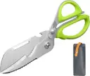 Heavy Duty Poultry Shears & Meat Scissors – Multi-functional Kitchen Scissors 9-in-1 – For Bones, Meat, Poultry, Vegetables, Seafood & Pizza – Green