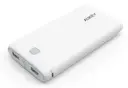 AUKEY Power Bank 20000 mAh - Portable Charger with 2 USB Ports, AiPower Technology, Integrated Flashlight, LED Battery Indicator – White
