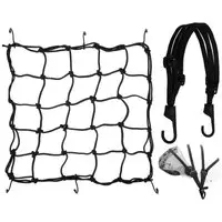 Luggage strap with cargo net - Hook - Cargo net - Good protection effect - Suitable for use on motorcycles, bicycles, paddleboards, kayaks, ATVs, canoes, and mopeds