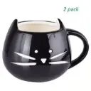 Rainbow Fox Coffee Mug - Cat, Ceramic, Black (Set of 2)