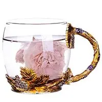 WAYDAY Luxury Glaze Glass Mug: Crystal-Clear Glass Mug with Matching Glaze Spoon