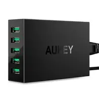 [PA-U33]  Aukey PA-U33 - AiPower - 5-poorts 50W 10A USB-oplader voor iPhone / Android-smartphone / tablet / Bluetooth-luidspreker enz. zwart