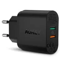 [Aukey PA-T12] Aukey PA-T12 Dual Port Wall Charger with Quick Charge 2.0 - Up to 75% Faster - for Smartphone and Tablet - Black