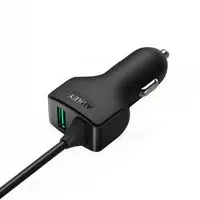 [58156/CC-Y4] AUKEY CC-Y4 USB C Car Charger 27 W Dual Ports Car Charger for Samsung Galaxy S8 / S8+ / Note 8, Nexus 5X / 6P, LG G5 / G6, Google Pixel, iPhone X / 8 Plus