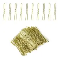 [200haarspelden] Golden U-shaped Hair Pins 6 cm – 200 Pieces Invisible Bobby Pins for Women, Girls and Children – Wavy Hair Clips and Accessories