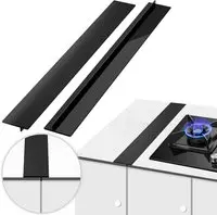 [Edit 2*kachelsplitafdek] 2 Pieces Silicone Gap Cover - Set of 4 - 21.1 Inches Long - Gap Filler and Long Crack Filler - For Sealing Spilled Liquids Between Countertop - Stove - Oven - Washing Machine and Kitchenware (Black + White)