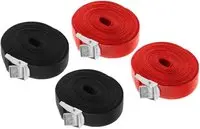 [Spanbanden] Quick-Tension Straps - 6 pcs - 98.4 inches (250 cm) - With 6 Buckles - Anti-Slip Tie-Down Straps for Car, Bike, Kayak, Motorcycle, and Surfboards - Red and Black