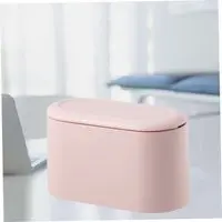 [Roze  Prullenbak] Mini Trash Can with Lid – Compact Waste Bin for Desk or Home – Pink – Practical & Fun Gift