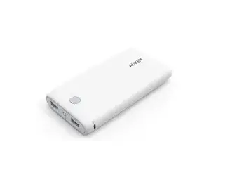 [pb-n15] AUKEY Power Bank 20000 mAh - Portable Charger with 2 USB Ports, AiPower Technology, Integrated Flashlight, LED Battery Indicator – White