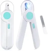 [Nagelknipper blauw] Nail Clipper for Dogs and Cats - Nail Clipper with LED Light and Splash-Resistant Protection - Nail Clipper with File for Medium and Small Pets