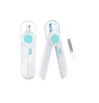 [Nagelknipper blauw] Nail Clipper for Dogs and Cats - Nail Clipper with LED Light and Splash-Resistant Protection - Nail Clipper with File for Medium and Small Pets