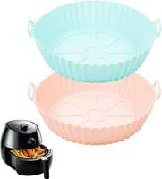 [Heteluchtfriteuse] Set of 2 Silicone Accessories for Air Fryer - Pink and Teal