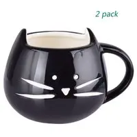 [Fox koffiekopje*2] Rainbow Fox Coffee Mug - Cat, Ceramic, Black (Set of 2)